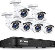 📷 zosi 1080p home security camera system outdoor indoor, h.265+ 5mp lite cctv dvr recorder 8 channel with 6 x 1080p weatherproof surveillance bullet camera, 80ft night vision, remote access, no hard drive logo