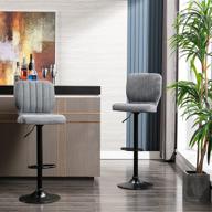 set of 2 covibrant swivel bar stools, height adjustable kitchen counter stool with backrest, modern bar chair, 300 lbs capacity, gray logo