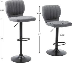 img 1 attached to Set of 2 CoVibrant Swivel Bar Stools, Height Adjustable Kitchen Counter Stool with Backrest, Modern Bar Chair, 300 lbs Capacity, Gray