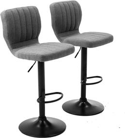 img 2 attached to Set of 2 CoVibrant Swivel Bar Stools, Height Adjustable Kitchen Counter Stool with Backrest, Modern Bar Chair, 300 lbs Capacity, Gray