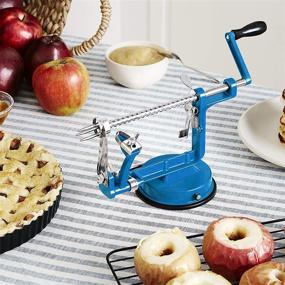 img 1 attached to 🍏 Blue QX Apple Peeler Slicer Corer with Suction Base - Durable Heavy Duty Die Cast Magnesium Alloy Peelers + 2 Extra Blades