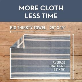 img 2 attached to 🧽 Big Thirsty Dish Towels - Organic Cotton Kitchen Towels, Set of 4, Blue and White Stripe – Super Absorbent, Soft Weave Tea Towels - Machine Washable - 25” x 19”