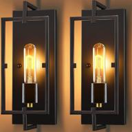 rustic vintage wall sconces: set of 2 industrial indoor lights for bedroom, living room, hallway & more! includes t10 bulbs - e26 base, hardwired fixture логотип