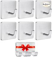 🧲 dzanken heavy duty adhesive hooks for hanging towels, bathrobes, keys, kitchenware - bathroom, kitchen, cabinet, 6 pack + 2 razor holders for shower logo