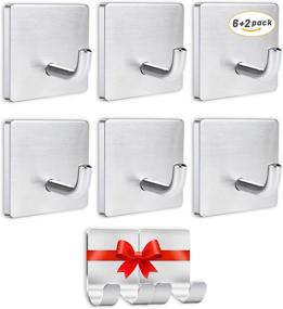 img 4 attached to 🧲 Dzanken Heavy Duty Adhesive Hooks for Hanging Towels, Bathrobes, Keys, Kitchenware - Bathroom, Kitchen, Cabinet, 6 Pack + 2 Razor Holders for Shower