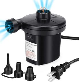 img 4 attached to 🔌 Convenient Electric Air Pump for Inflatables with 3 Nozzles - Portable and Powerful AC Inflator Deflator for Air Mattresses, Couches, Pool Floats, and Toys (130W)