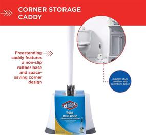 img 1 attached to 🚽 Clorox Under-Rim Toilet Bowl Brush: Convenient Corner Storage Caddy, 16" x 5" x 5.5