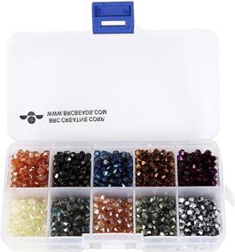 img 2 attached to 💎 BRCbeads 1000pcs Glass Beads Crystal Findings Spacer Charms, 4mm Faceted Bicone Shape, Assorted Coating Colors, Plastic Jewelry Container Box Included, Wholesale Mix Lot Beads for Jewelry Making