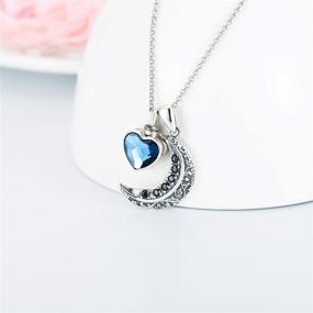 img 2 attached to 💙 Stunning AOBOCO Urns Necklace: Sterling Silver Crescent Moon Pendant with Blue Heart Crystal - Beautiful Cremation Memorial Keepsake Pendant