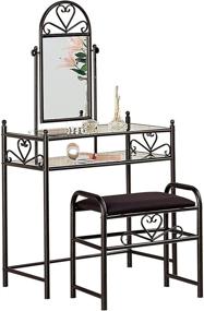 img 2 attached to 💄 2-Piece Black and Clear Metal Vanity Set