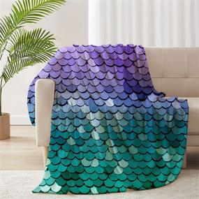 img 4 attached to ARNOVIC Dreamlike Mermaid Fish Scale Flannel Throw Blanket - Soft, Luxurious, and Cozy for Couch, Sofa, Bed - Home Decor Blanket for All Seasons - 50x40 Inch - Perfect for Children