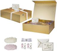 🎁 set of 2 large gift boxes with lid, led string lights included - collapsible magnetic boxes for presents, birthdays, christmas, weddings; premium gift box with ribbon, shredded paper filler, and card logo