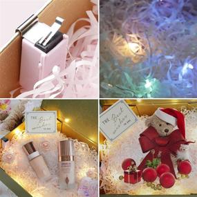img 2 attached to 🎁 Set of 2 Large Gift Boxes with Lid, LED String Lights Included - Collapsible Magnetic Boxes for Presents, Birthdays, Christmas, Weddings; Premium Gift Box with Ribbon, Shredded Paper Filler, and Card