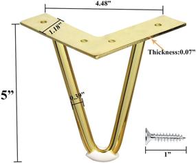 img 2 attached to 🪑 Sopicoz Gold Hairpin Furniture Legs - 5 inch, Set of 4 Metal Cabinet Legs for Modern Dressers, TV Stands, and End Tables