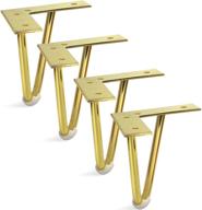 🪑 sopicoz gold hairpin furniture legs - 5 inch, set of 4 metal cabinet legs for modern dressers, tv stands, and end tables logo