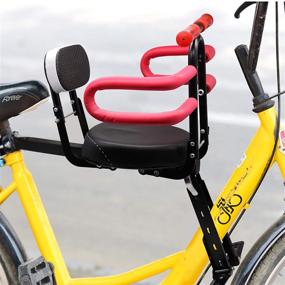 img 3 attached to Складные передние детские велокресла с поручнем и педалями - портативные детские велоперевозчики для горных велосипедов, гибридных велосипедов и фитнес-велосипедов.