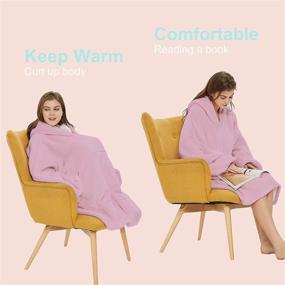 img 2 attached to 👘 LASUNTIN Oversized Wearable Blanket Hoodie – Soft Sherpa Plush Sweatshirt Blanket for Adults, Women, Men – Cozy Warm Giant Hooded Snuggle Sweater with Front Pocket, Light Mauve