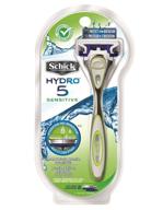 💆 schick hydro 5 sensitive skin razor for men with shock absorb technology - 1 handle, 2 refills logo