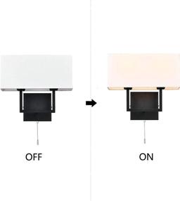 img 2 attached to 🌙 SEEBLEN Bedside Wall Lamp Light, 2-Light Black Metal Wall Sconces with White Fabric Shade, Modern Nightstand Lamps for Bedrooms, Living Room, Bedside Reading (Style B)