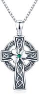 🍀 celtic cross necklace for women- 925 sterling silver good luck clover necklaces irish celtic knot cross- vintage shamrock celtic jewelry- great gift for women, girls, and teens logo