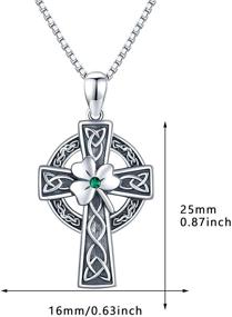 img 3 attached to 🍀 Celtic Cross Necklace for Women- 925 Sterling Silver Good Luck Clover Necklaces Irish Celtic Knot Cross- Vintage Shamrock Celtic Jewelry- Great Gift for Women, Girls, and Teens