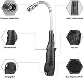 img 3 attached to Hocety Candle Lighter: Upgraded Butane Torch with 360° Rotation & Flexible Neck for Windproof Outdoor Cooking, BBQ, and Fireworks (Carbon Fiber)