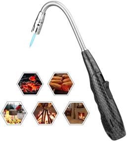 img 4 attached to Hocety Candle Lighter: Upgraded Butane Torch with 360° Rotation & Flexible Neck for Windproof Outdoor Cooking, BBQ, and Fireworks (Carbon Fiber)