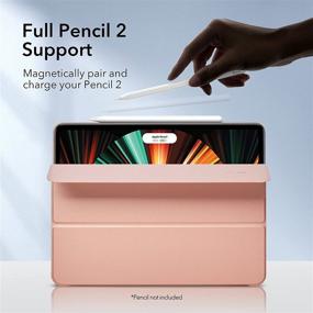 img 2 attached to 🔒 ESR Rebound Magnetic Smart Case for 12.9-inch iPad Pro (2021/2020/2018), Convenient Magnetic Attachment - Supports Pencil Pairing & Charging - Smart Case Cover, Auto Sleep/Wake Trifold Stand Case in Rose Gold