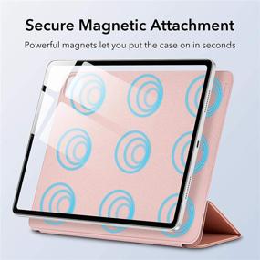 img 3 attached to 🔒 ESR Rebound Magnetic Smart Case for 12.9-inch iPad Pro (2021/2020/2018), Convenient Magnetic Attachment - Supports Pencil Pairing & Charging - Smart Case Cover, Auto Sleep/Wake Trifold Stand Case in Rose Gold