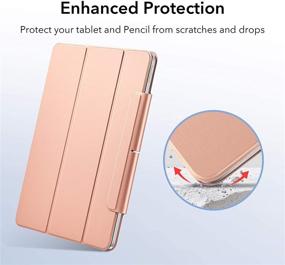 img 1 attached to 🔒 ESR Rebound Magnetic Smart Case for 12.9-inch iPad Pro (2021/2020/2018), Convenient Magnetic Attachment - Supports Pencil Pairing & Charging - Smart Case Cover, Auto Sleep/Wake Trifold Stand Case in Rose Gold