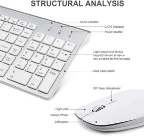 img 1 attached to Комплект беспроводной клавиатуры и мыши Slim - совместим с компьютерами, ноутбуками и настольными ПК под управлением Windows - тихий, энергосберегающий - серебряный (новый серебряно-белый)