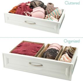 img 2 attached to Beige Underwear Drawer Organizer Divider - Set of 3 | Foldable Bins for Closet & Sock Storage