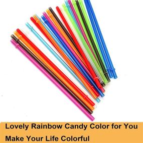 img 1 attached to 🌈 KKMO 24 PCS 10.5 inch Long Rainbow Colored Reusable Plastic Replacement Straws for Tervis, Yeti, Signature, Starbucks Tumblers with Cleaning Brush