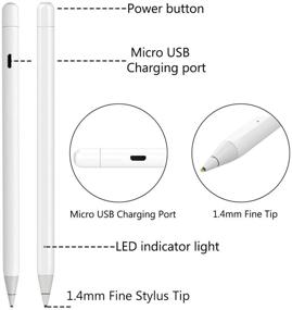 img 1 attached to 🖊️ Rechargeable iPad Stylus Pen for iPhone and iPad Pro - KSW KINGDO 1.4mm Fine Tip for Drawing and Writing, White
