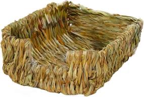 img 3 attached to 🌾 SunGrow Chinchilla Grass Bed, 9x8x3 inches, Straw House with Open Entrance - 1 Piece