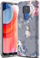 🌸 leptech moto g play 2021 case + 2 soft tpu screen protectors, flower series slim heavy duty phone cover case for motorola moto g play 2021 (gray) logo