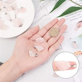 img 1 attached to 🌹 24pcs Natural Rose Quartz Pendants with Stainless Steel Snap On Bails Nuggets Charms - Mix Stone Pendant for Bracelet Necklace Making, Hole 3x7.5mm - UNICRAFTALE