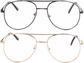 img 2 attached to Metal Aviator Reading Glasses Set