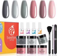 💅 улучшите свой маникюр с набором для ногтей beetles dip powder nail kit starter - bridesmaid beauty nude gray pink 6 colors для французского маникюра - не требуется светодиодная лампа! идеально подходит для домашнего маникюра в стиле diy - в подарочной коробке! логотип