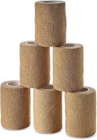 img 4 attached to Bulk Pack of 6 Self Adherent Wraps - 3 inch x 5 🏋️ Yards Sports Tape Rolls, Non-Woven Adhesive Bandage for Ankle Sprains, Swelling, and Athletic Support