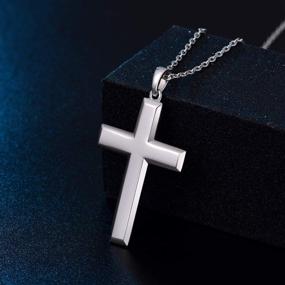 img 3 attached to 💎 Stylish MONBO Cross Pendant Necklace - Sleek & Sparkling Sterling Silver Long Necklace for Men and Women