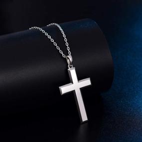 img 2 attached to 💎 Stylish MONBO Cross Pendant Necklace - Sleek & Sparkling Sterling Silver Long Necklace for Men and Women