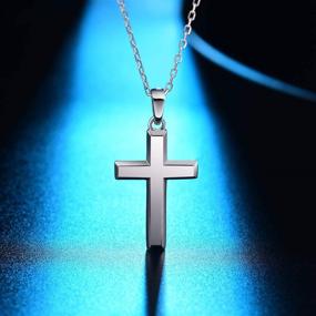img 1 attached to 💎 Stylish MONBO Cross Pendant Necklace - Sleek & Sparkling Sterling Silver Long Necklace for Men and Women