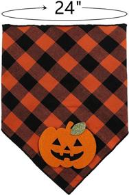 img 3 attached to Halloween Plaid Bandana for Dogs with Pumpkin Appliques, Holiday Scarf for Pet Dog Puppies