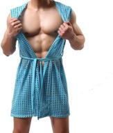 👕 men's see-through sleeveless bathrobe sleepwear lingerie - sleep & lounge clothing логотип