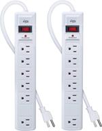 💡 kmc 6-outlet surge protector power strip, 2-pack: 1200 joules, 6ft cord, overload protection - shop now! logo