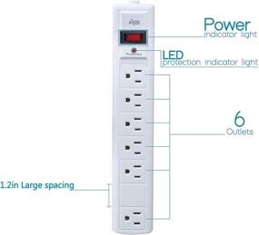 img 3 attached to 💡 KMC 6-Outlet Surge Protector Power Strip, 2-Pack: 1200 Joules, 6ft Cord, Overload Protection - Купить сейчас!