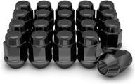 white knight black chrome bulge acorn lug nut pack - 1704sbk-20am, 1/2-inch 20 thread size logo