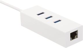 img 3 attached to 🔌 Amazon Basics USB 3.1 Type-C to 3 Port USB Hub with Ethernet Adapter - White: Reliable Connectivity and Versatile Ports