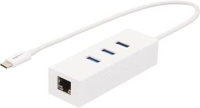 img 4 attached to 🔌 Amazon Basics USB 3.1 Type-C to 3 Port USB Hub with Ethernet Adapter - White: Reliable Connectivity and Versatile Ports